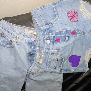 Levi's Light Blue Jeans And Shorts Bundle Pink